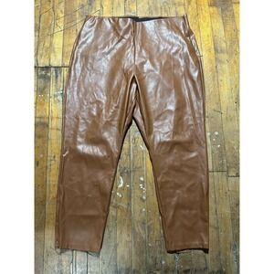 Old Navy Pants Womens 20 Brown Faux Leather Skinny Fit Extra High‎ Rise Side Zip